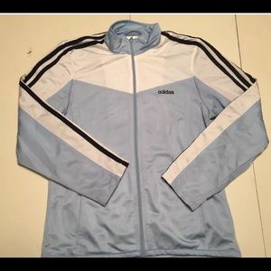 Adidas Jacket Zip Up Atheltic Blue White Black